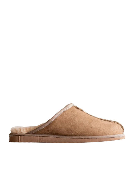 Van Buren Van Buren Lambskin Wool Lederne Winterliche Herrenhausschuhe Braun