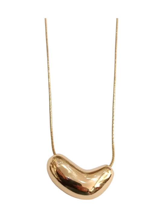 Kalliopi Silver Necklace with design Heart from Gold Plated Steel