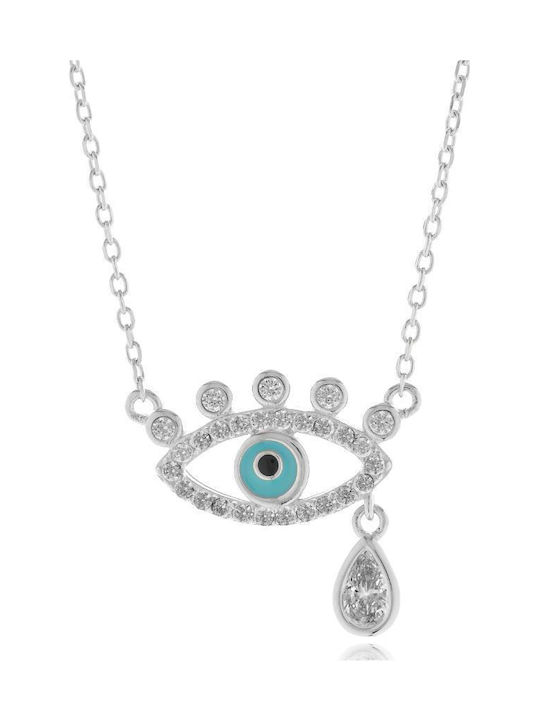 Jools Jools Necklace with Silver Eye and Blue Zircon
