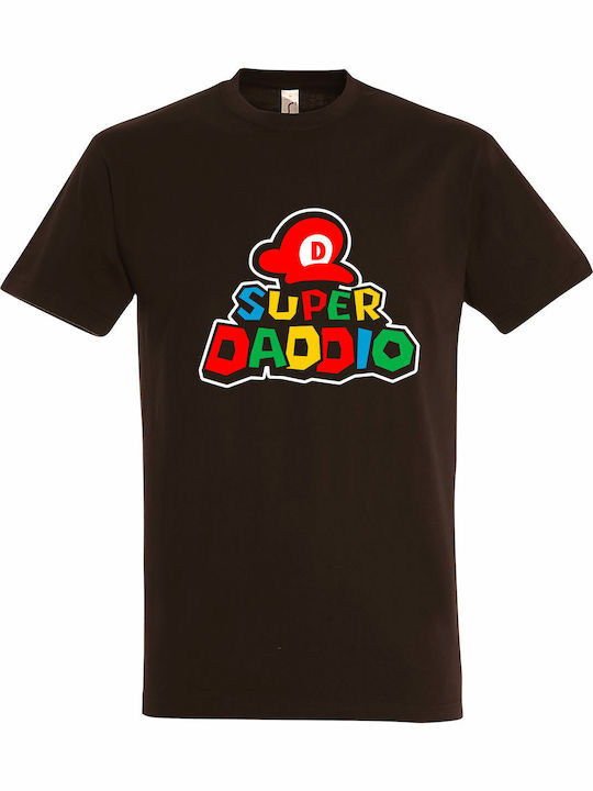 T-shirt Unisex " Super Daddio Super Mario Dad " Chocolate