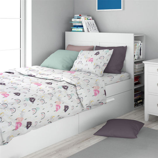 Dimcol Bettwäsche-Set Einzel Baumwolle White-pink 160x240cm 2Stück