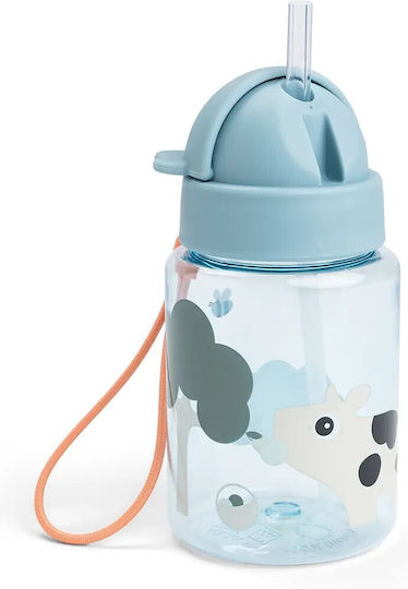 Done by Deer Kids Water Bottle Silicone with Straw Blue 280ml