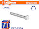 Wadfow Screw Hexagon Galvanized DIN 933 with Diameter M14 and Length 80mm 35pcs 3.65kg