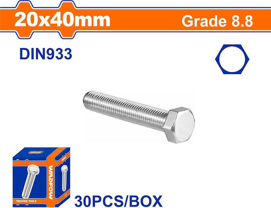 Wadfow Șurub Hexagon Galvanizat DIN 933 cu Diametru M20 și Lungime 40mm 30buc