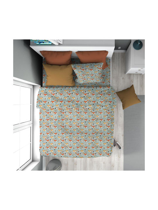 Dimcol Kids Duvet Cover Single Cotton Pale Cyan 160x240cm