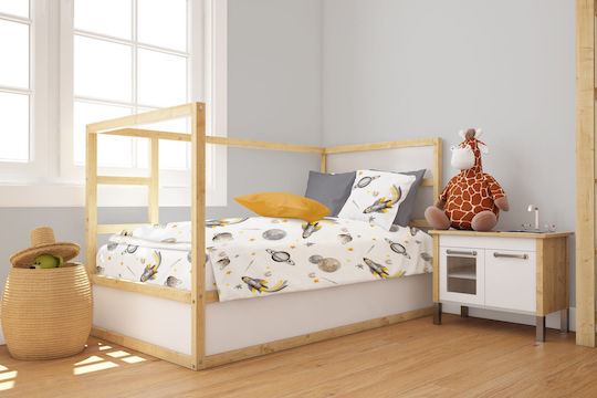 Dimcol Baby Duvet Cover Bebe Space White-grey 120x160cm