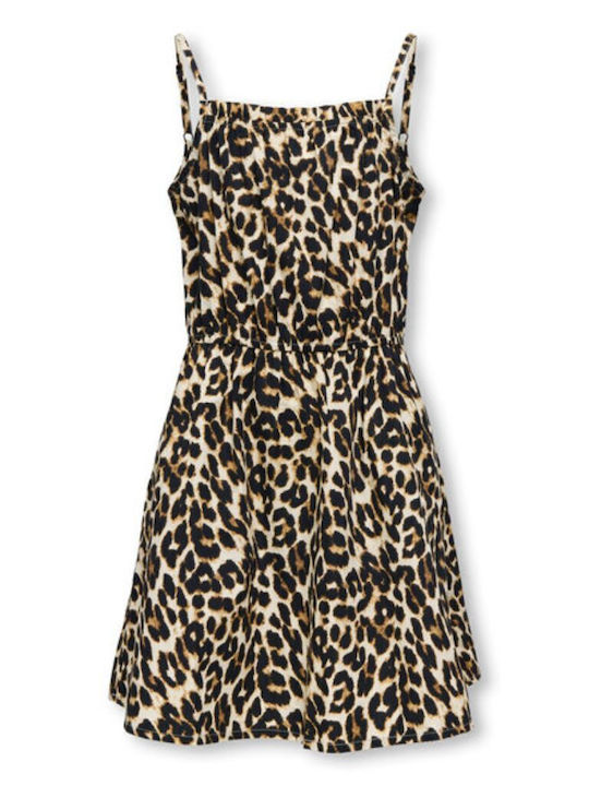Παιδικό Φόρεμα Αμάνικο Animal Print Καφέ