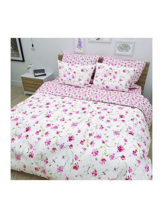 Charalambidis Textiles Сет Чаршафи 220x260см. Cotton Фуксия 4бр