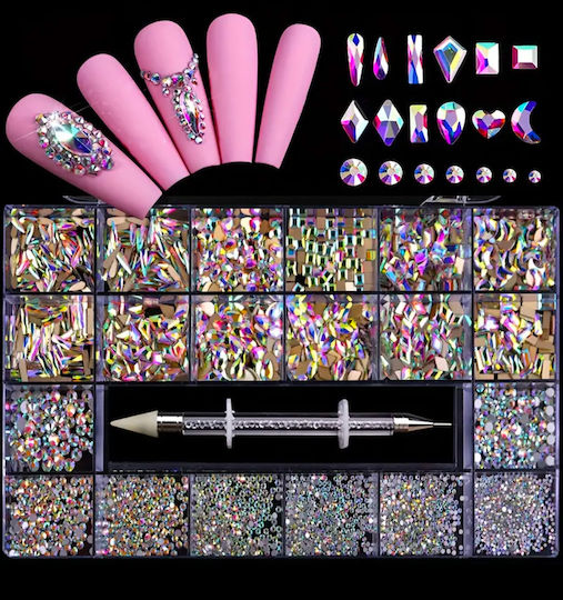 Σετ Κοσμημάτων Νύχια Nail Art Mix Στρας Στυλό