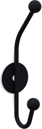 Wallity Wall Hanger Metal 2 Hooks Black 6x24x9cm