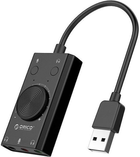 Orico Sc2-bk-pro Външна звукова карта USB 3.5mm жак Микрофонен жак Черна