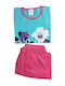 Natura Kids' Pajamas Summer Light Blue, Fuchsia Stitch