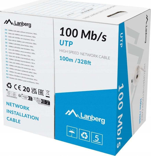 Lanberg U/UTP Network Cable Ethernet 100m Gray