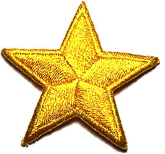 Iron-on Patch Stamp Star Yellow 4.5cm X 4.5cm 1pc