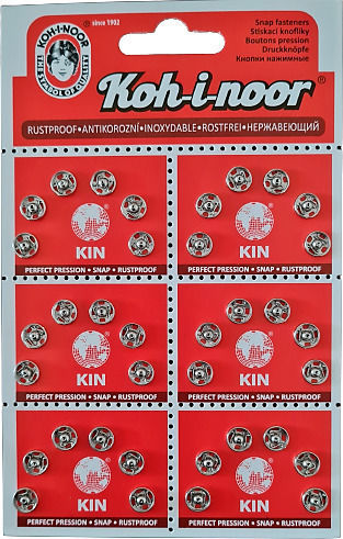 No.0.5-7.5/7mm Stainless Steel Sewing Snaps Czech Nickel 36pcs Koh-i-noor