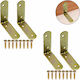 Heavy-Duty Metallic Corner Shelf Gold 60x20mm 4pcs ee9557