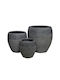 HomeMarkt Set 3 Pots Metal Dark Cement
