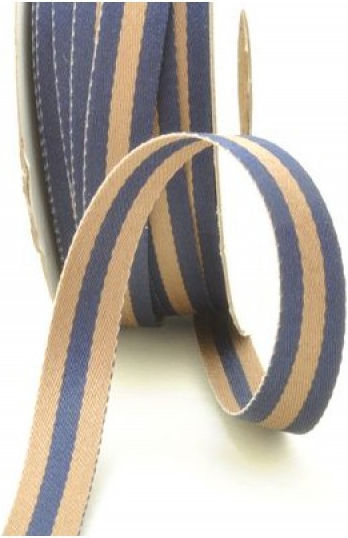 Kyriacou Striped Two-Tone Ribbon 10mmx20m Blue Brown Light Rlxxxxxx-4488xx
