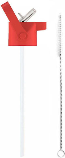 Cool Bottles Lid 3 Straws Brush Bottles 260ml 350ml 500ml Red