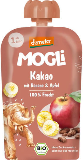 MOGLi Пюре от плодове и зеленчуци с вкус Ябълка-банан и какао 100гр за 12+ месеца