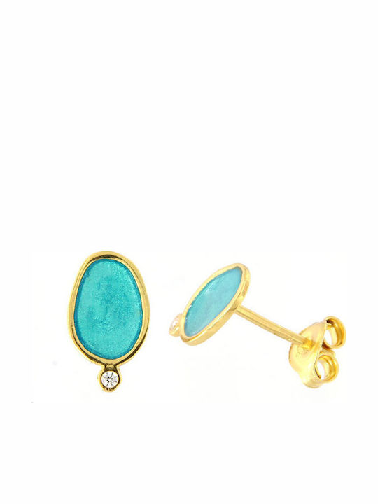 Arteon Earrings Studs Made of Silver Gold Plated with Turquoise Stones 50288-000T