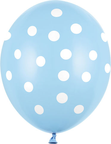 Set of 6 Balloons Latex Blue Polka dot 30cm