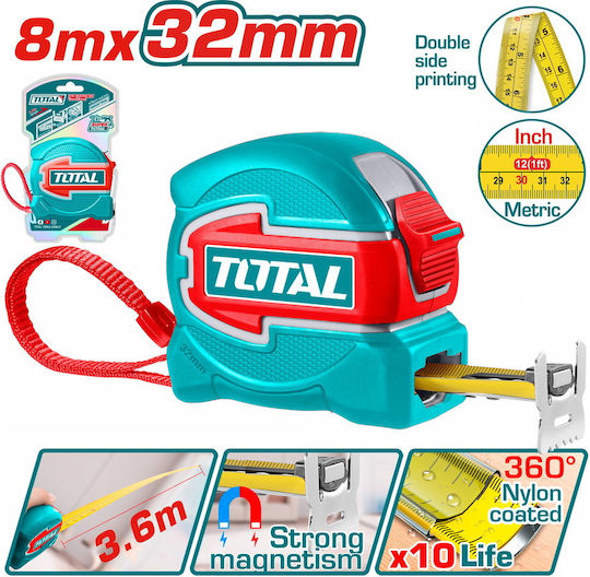 Total Tape Measure with Magnet 32mm x 8m