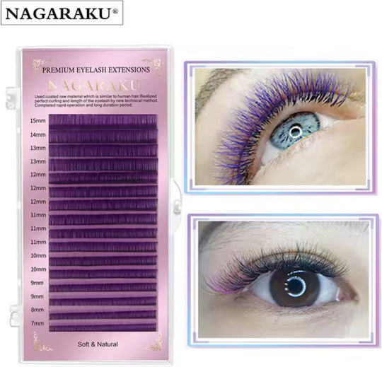 Colored Lashes Nagaraku D0.07 Mix 7-15mm Purple