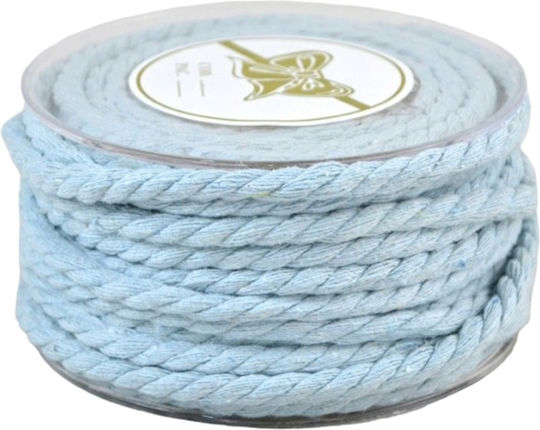 Dantelă groasă din bumbac 7mm 15m albastru deschis