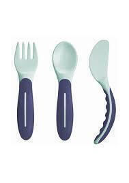 Mam Set de Tacâmuri pentru Bebeluși Baby’s Cutlery 515 din Plastic pentru 6+ Luni Albastru/Albastru Deschis 3 Bucăți