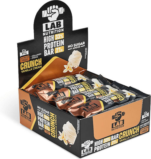 Lab Nutrition HIgh Protein Bar Bars with 33% Protein & Flavor Vanilla Cream 12x65gr