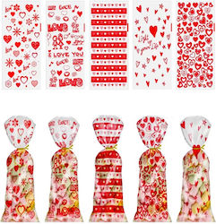 Set Perfect de 10 Săculeți Dulci sau Cadou Modele Aleatorii 27x13cm Inimi de Sfântul Valentin