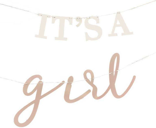 Διακοσμητική Χάρτινη Γιρλάντα Πάρτι "it's A Girl" 1.5m Gingerray