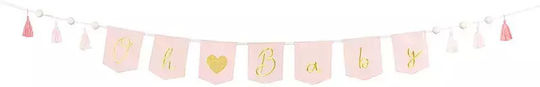 Oh Baby Fabric Garland Pink Soft Tassels 2.5m