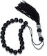 Glass Worry Beads with Tassel with 10 Beads Black 10cm