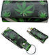 Handmade Synthetic Leather Tobacco Pouch Set with Keychain Lighter Case in Green