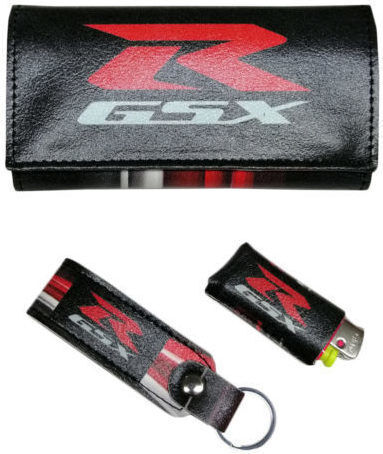 Handmade Synthetic Leather Tobacco Pouch Set with Keychain Lighter Case in Black