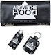 Handmade Synthetic Leather Tobacco Pouch Set with Keychain Lighter Case in Black