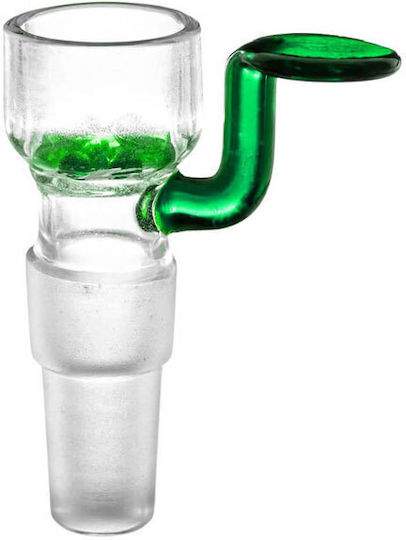 Bol de sticlă pentru bong cu mâner, ecran de sticlă, verde, dimensiune dublă SG14/19