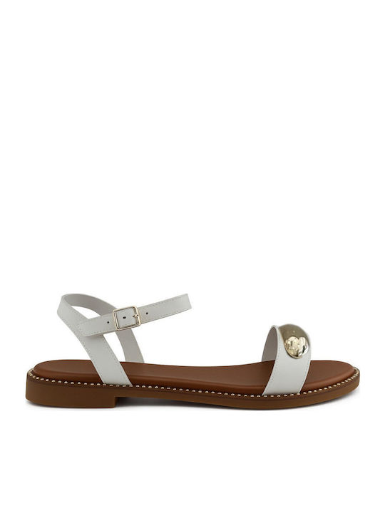 Women's Flat Sandals in White Color