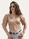 Damen Bluse mit Spitze Beige