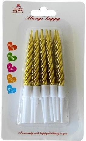Birthday Candles Embossed Stripe 5cm 10pcs Assorted