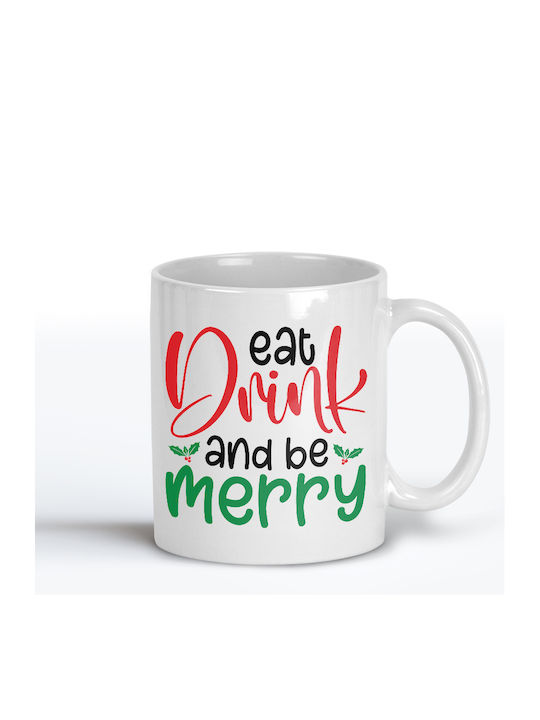 White Ceramic Festive Mug Christmas Gift "eat D...