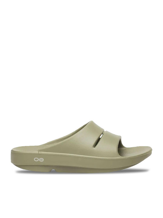 Oofos Ooahh Recovery Men's Slides Khaki