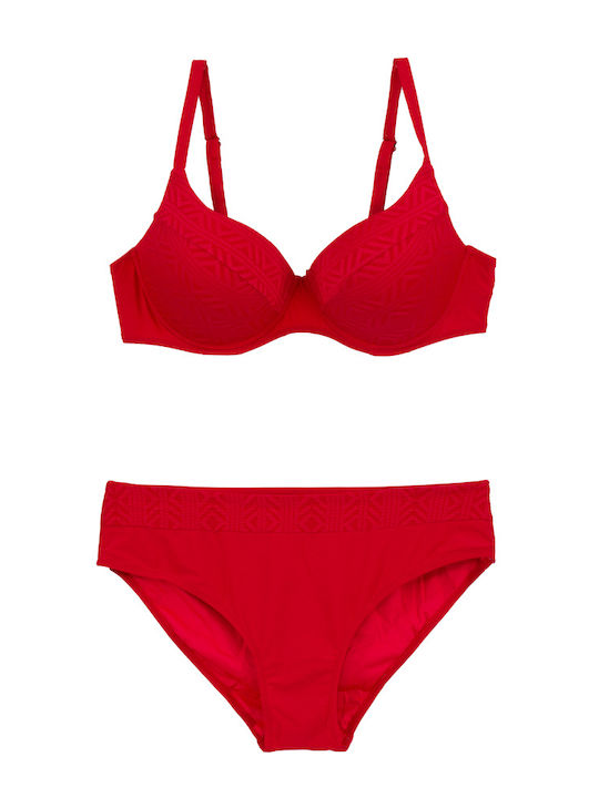 Plus Size Women's Bikini Swimsuit with Underwire Elegance Red