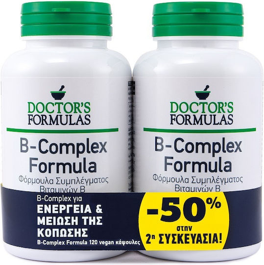 Doctor's Formulas B-Complex Βιταμίνη για Ενέργεια, Ενίσχυση του Ανοσοποιητικού & το Νευρικό Σύστημα 2 x 120 κάψουλες