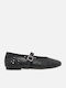 Synthetic Leather Pointy Ballerinas Black