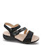 Leather Women's Flat Sandals Anatomic in Black Color