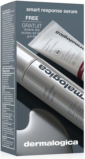 Dermalogica Smart Response Paraben-Free Smoothes Firming & Hydrates Day Serum for Face 30 Ml + Dynamic Skin Hydrating Cream for Face SPF 50 7 Ml + Gua Sha Lifting Face Massage Stone