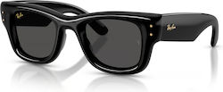 Wayfarer Puffer Unisex Γυαλιά Ηλίου με Μαύρο Κοκκάλινο Σκελετό και Μαύρο Φακό RB4940 601/87